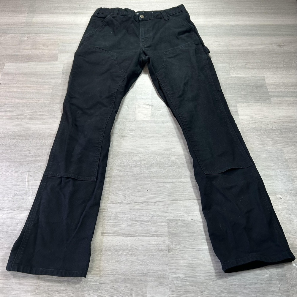 Carhartt Pants Mens 32x34 Black Canvas Relaxed Fit Carpenter Workwear Stretch